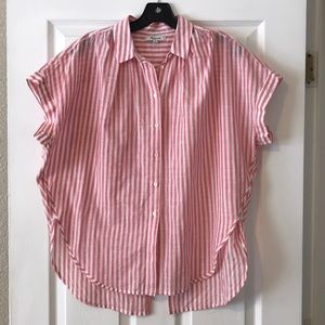Madewell Central Tie-back Shirt in Rose Stripe